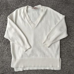 Soft V-Neck White Sweater